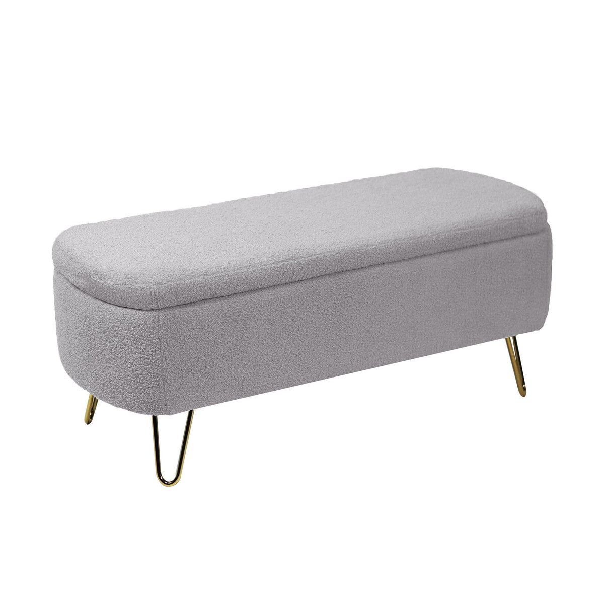 Faux Fur Storage Ottoman Bench with Padded Upholstery - Multiple Colors