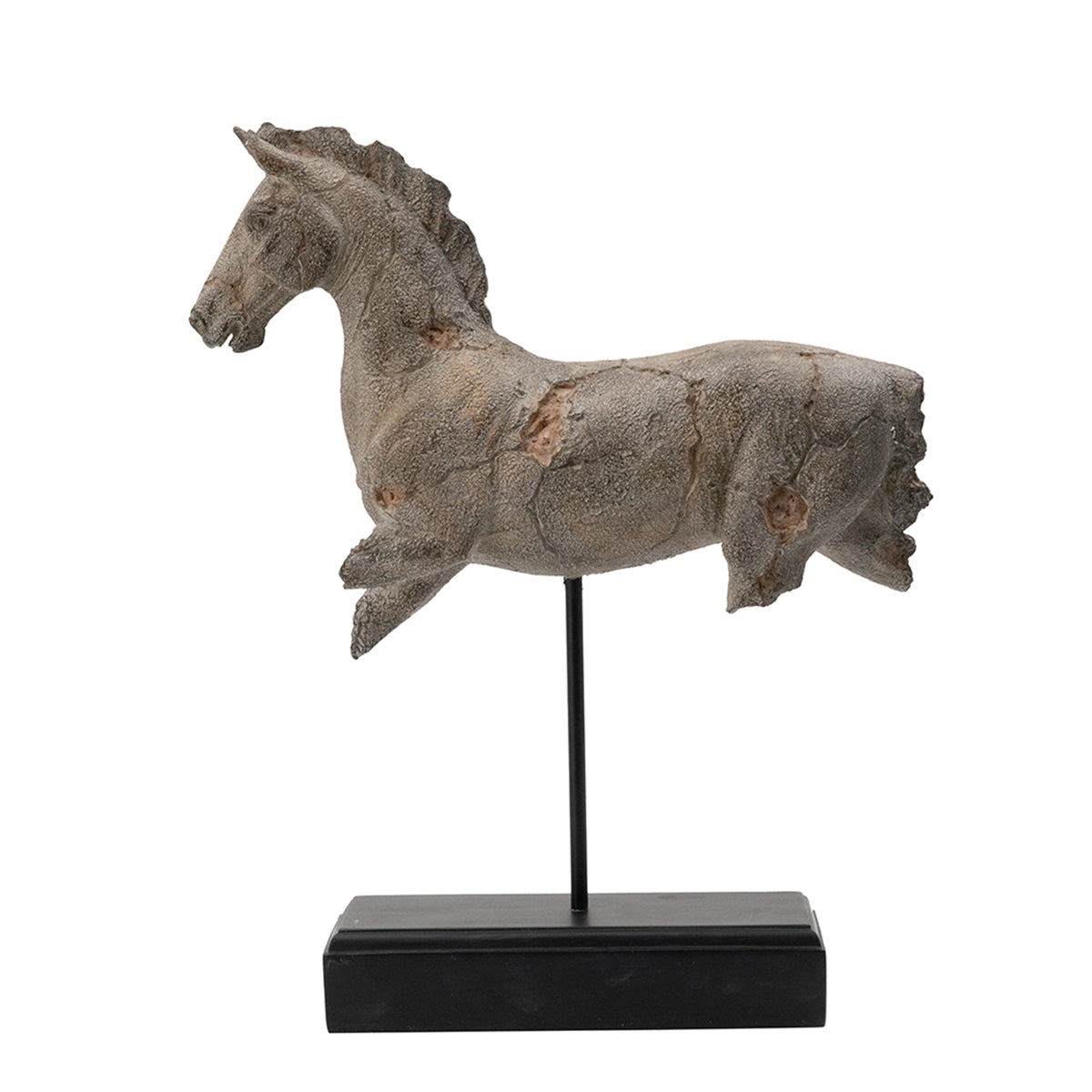 Antique Horse Statue On Stand with Iron Base - Gray