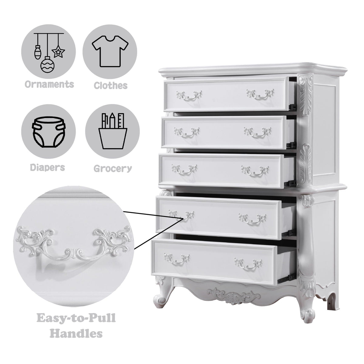 Latisha White Accent Chest with Storage Drawers - White