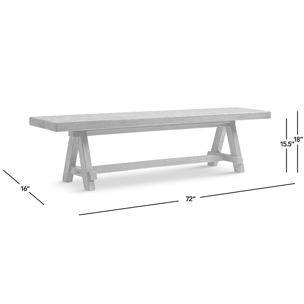 Natural Dining Bench with Pillar Base - Solid Reclaimed Elm
