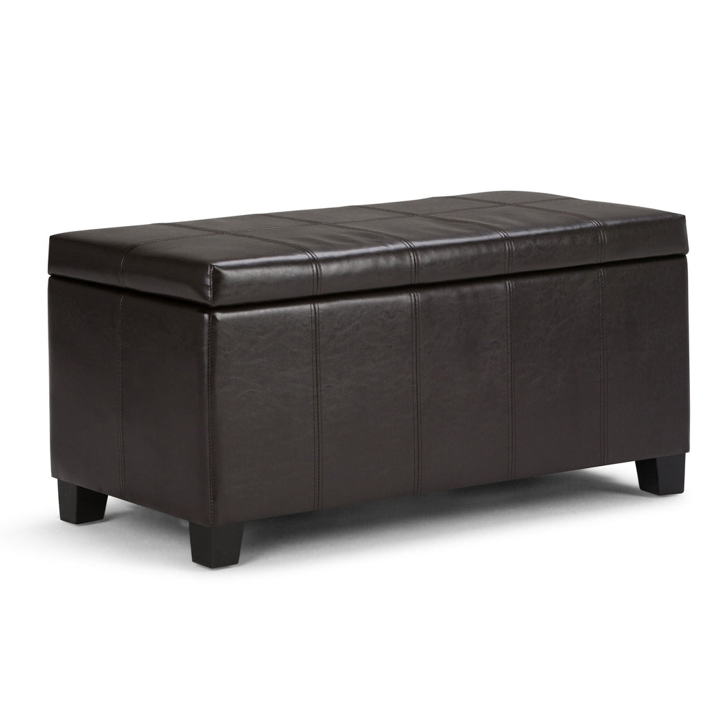 Multifunctional Storage Ottoman Bench with Safety Hinge - Dark Brown or Black