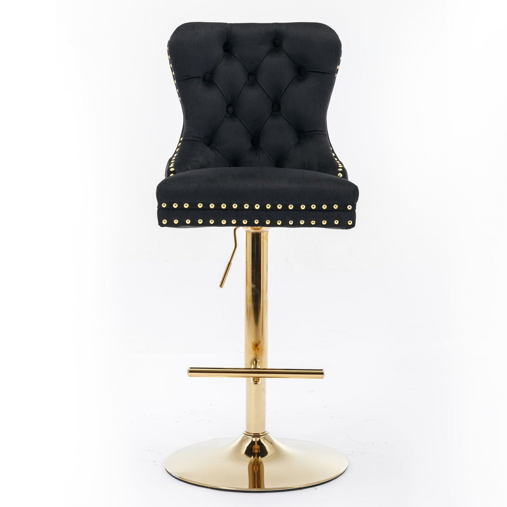 Modern Upholstered Swivel Barstools with Adjustable Height - Set of 2