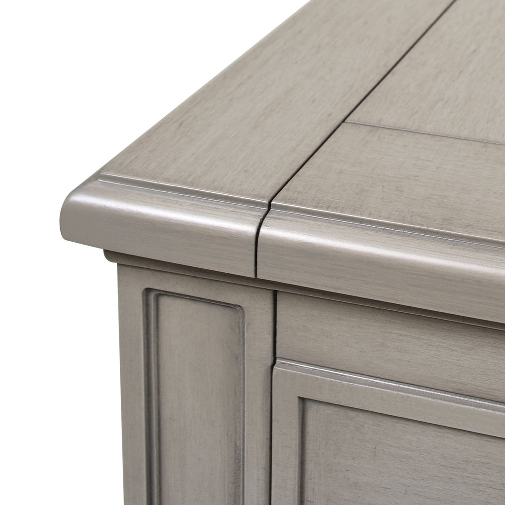 Dauphin 5 Drawer Executive Desk with Solid Rubber Hardwood - Gray or Light Brown