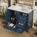 36" Bathroom Vanity with Ceramic Sink and Multi-Tier Storage - Blue, Black, or Grey
