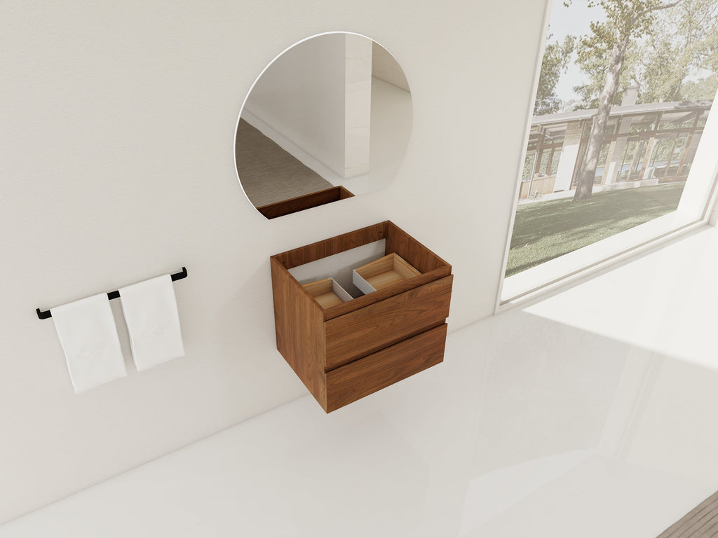 24" Wall-Mounted Bathroom Vanity with Plywood Cabinet - Wood Grain