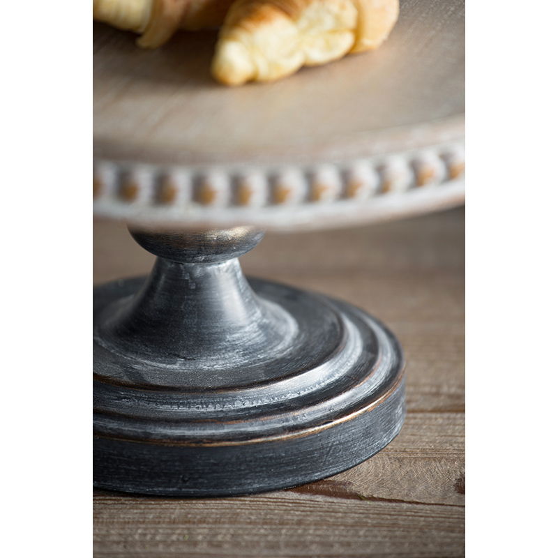 Wooden Display Stand with Beaded Trim - Black Brown