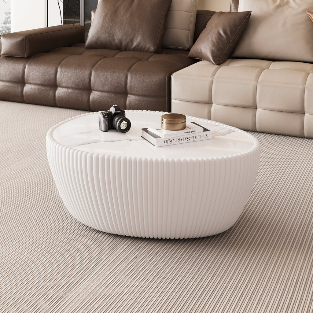 Light Sintered Stone Top Goose Egg Shape Table with Ready-to-Use Design