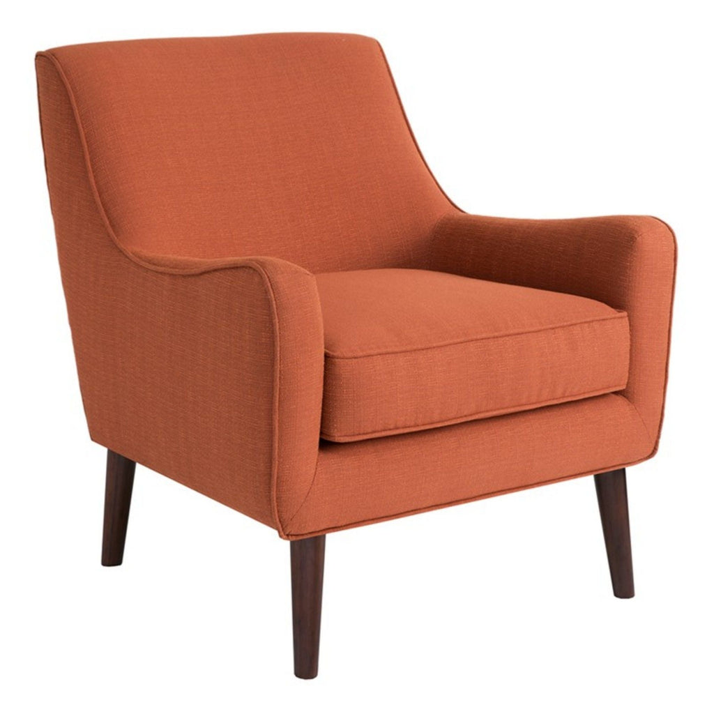 Burnt Orange Accent Chair Upholstered with Solid Wood Legs
