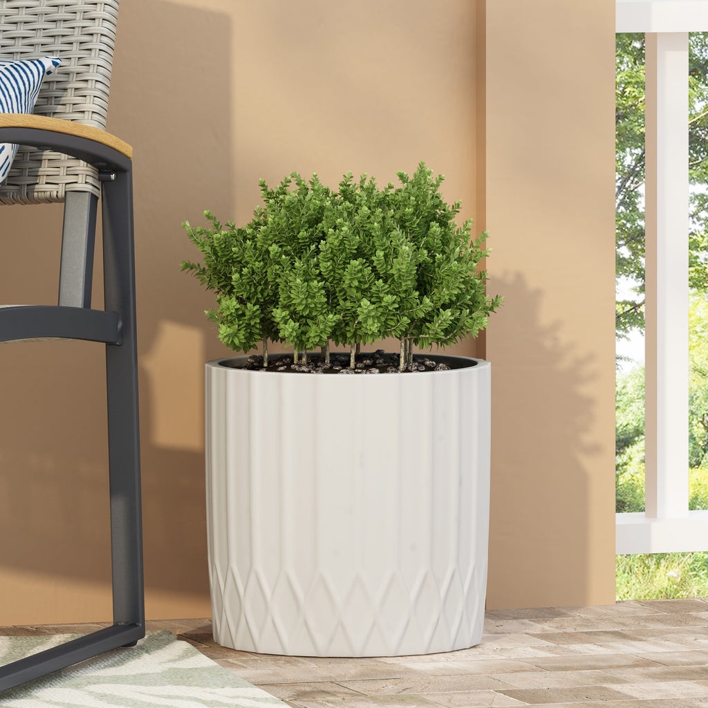 Antique White MGO Planter with Durable Magnesium Oxide Construction - 12.75" Cube