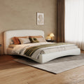 Curved Upholstered Bed with Smart Ambient Lighting - Boucle Fabric