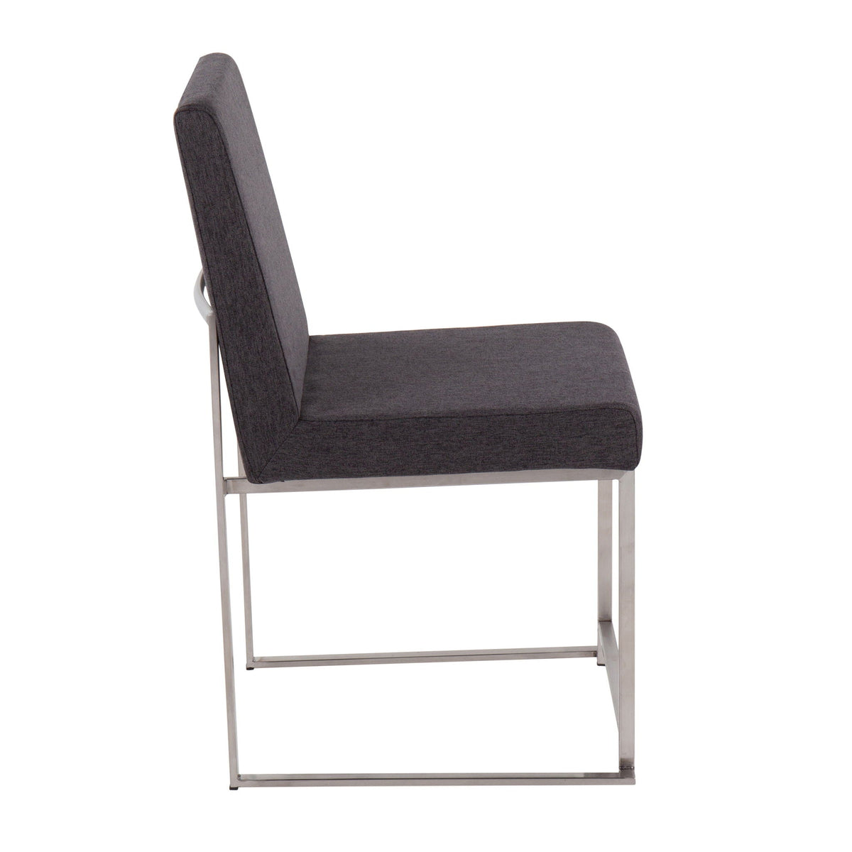 Contemporary High Back Dining Chair Set of 2 with Padded Upholstery - Dark Gray or Beige