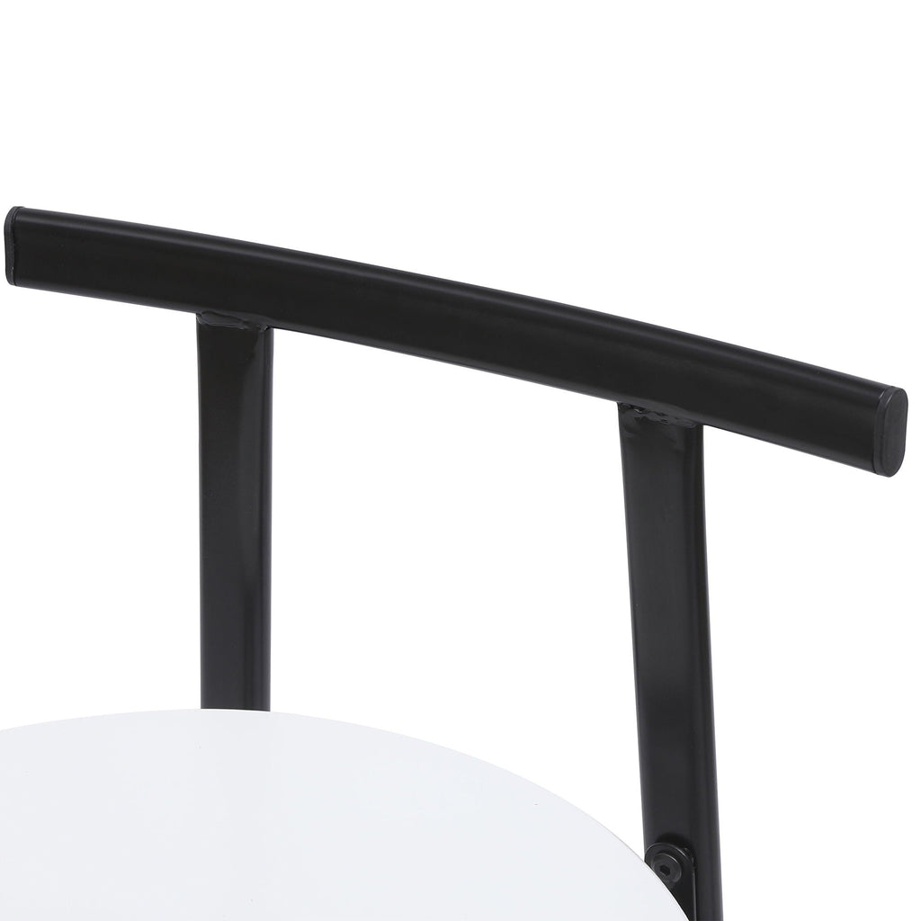 Modern Bar Stools with Backrest for Kitchen – Set of 3 – White or Black