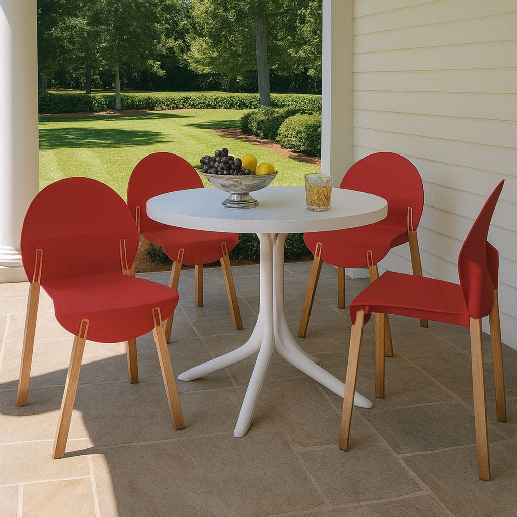 Traditional 4 Piece Outdoor Chair Set with Round Table - Multiple Colors