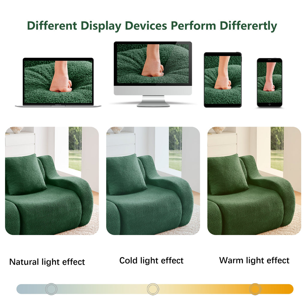 Soft Teddy Fabric Sofa with No Assembly Required - Green or Black