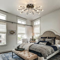 15-Light Chandelier with Crystal Accents - Matte Black