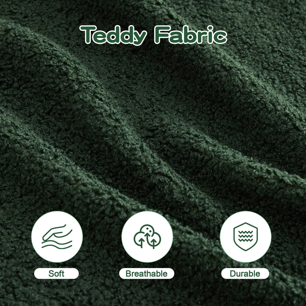 Soft Teddy Fabric Sofa with No Assembly Required - Green or Black