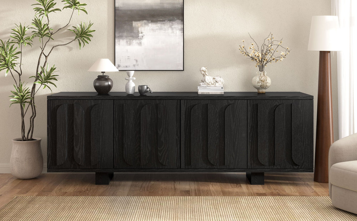 Farmhouse TV Stand with Adjustable Shelves - 63" Wide