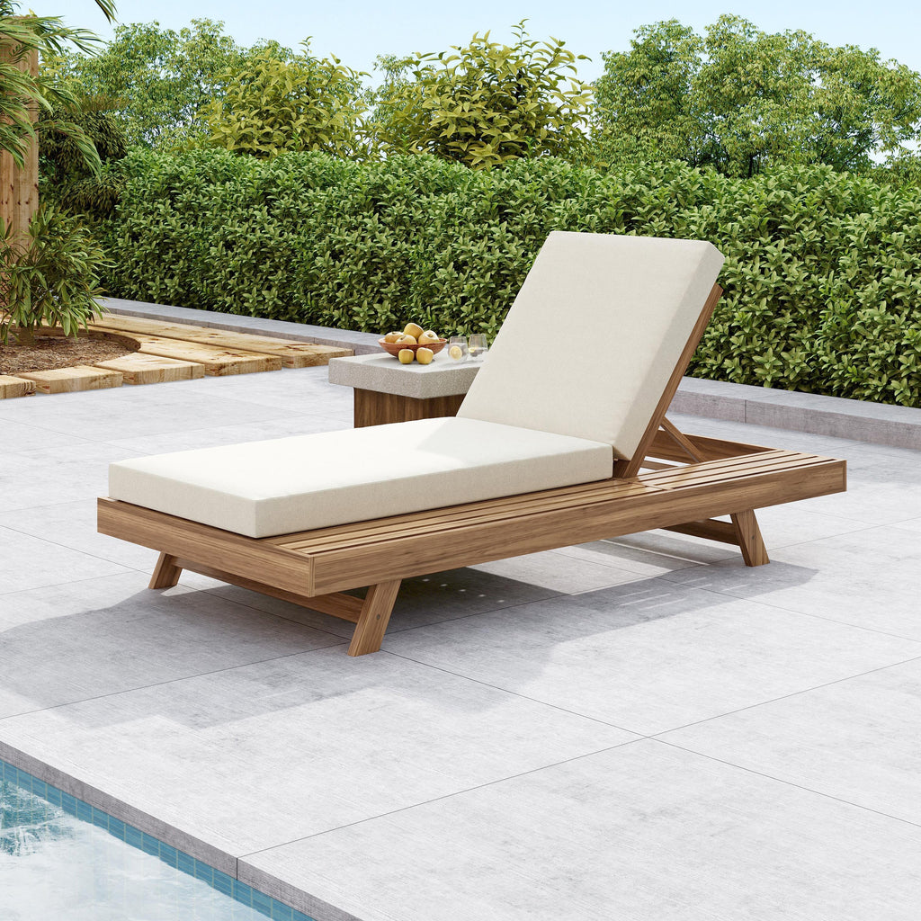 Lounge Chaise Set, Acacia Wood - Outdoor Seating