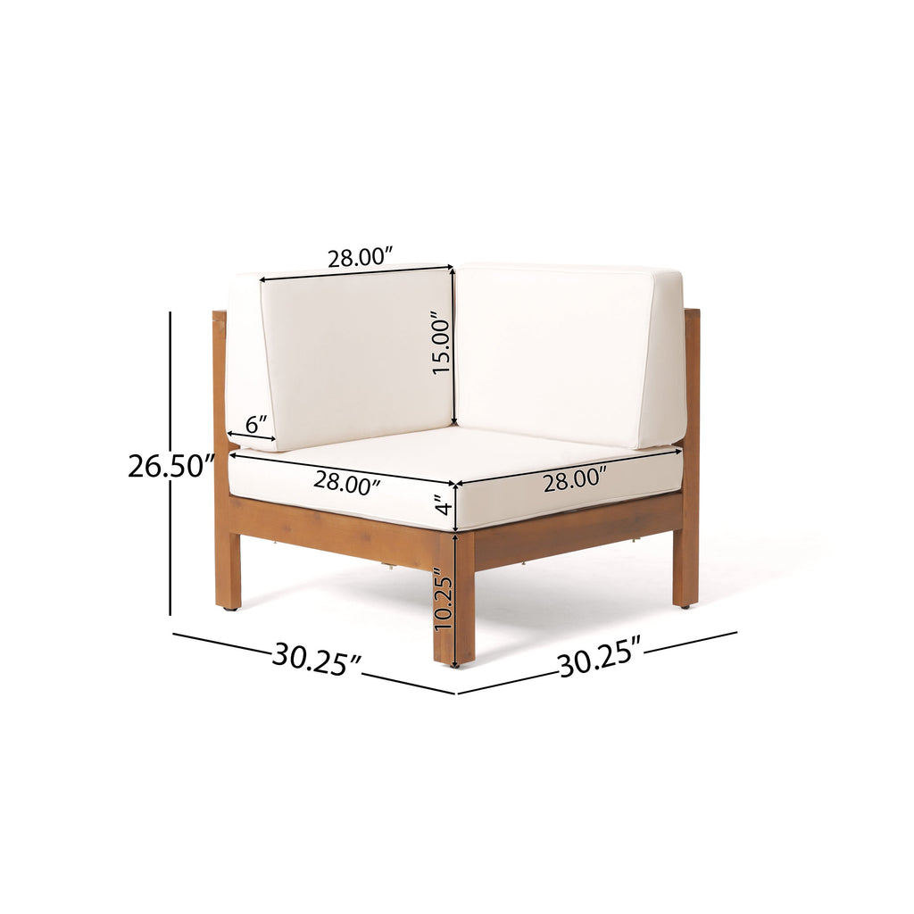 Outdoor Wooden Sectional Set with Cushions - Beige