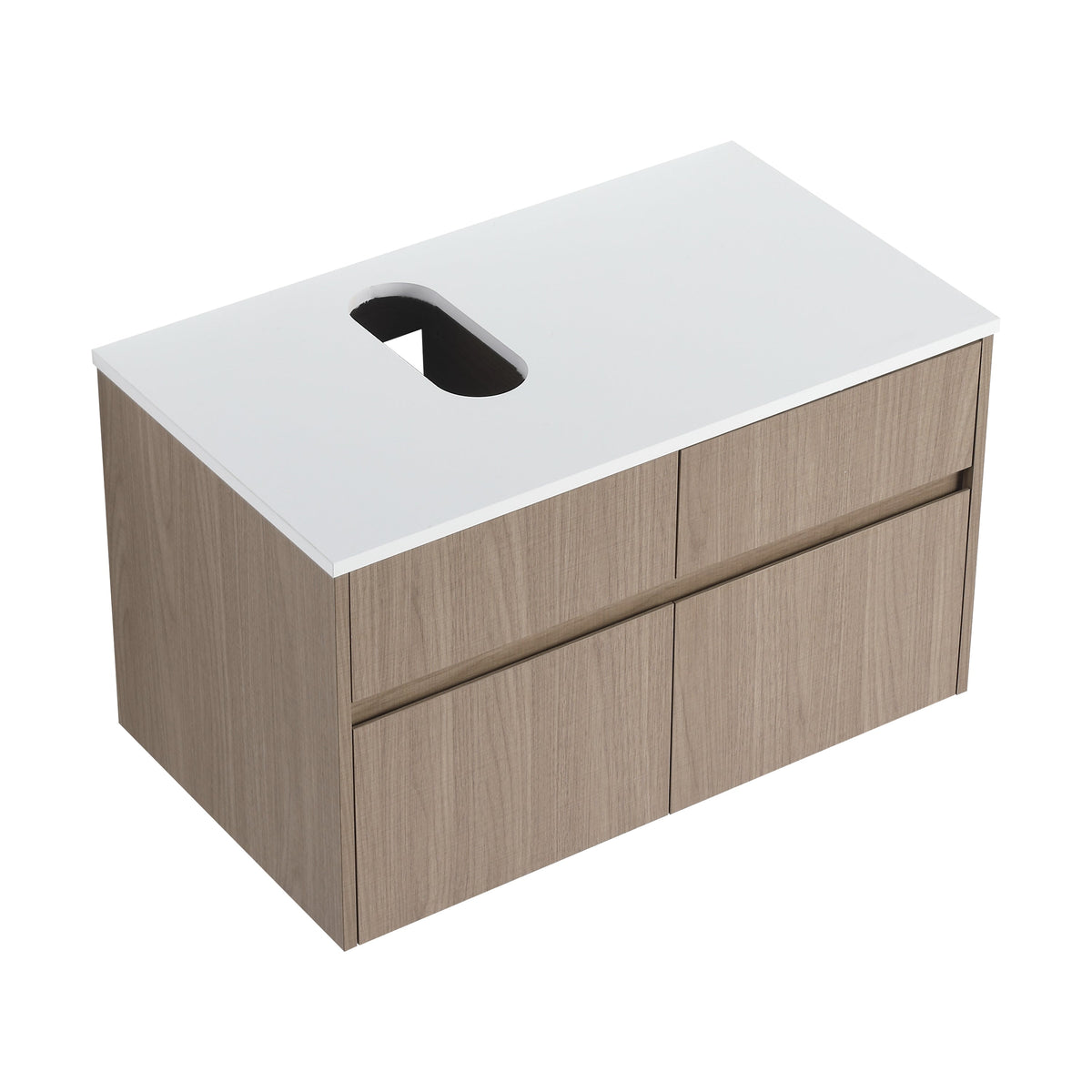 32-Inch Wall-Mounted Bathroom Vanity with Soft Close Doors - Walnut