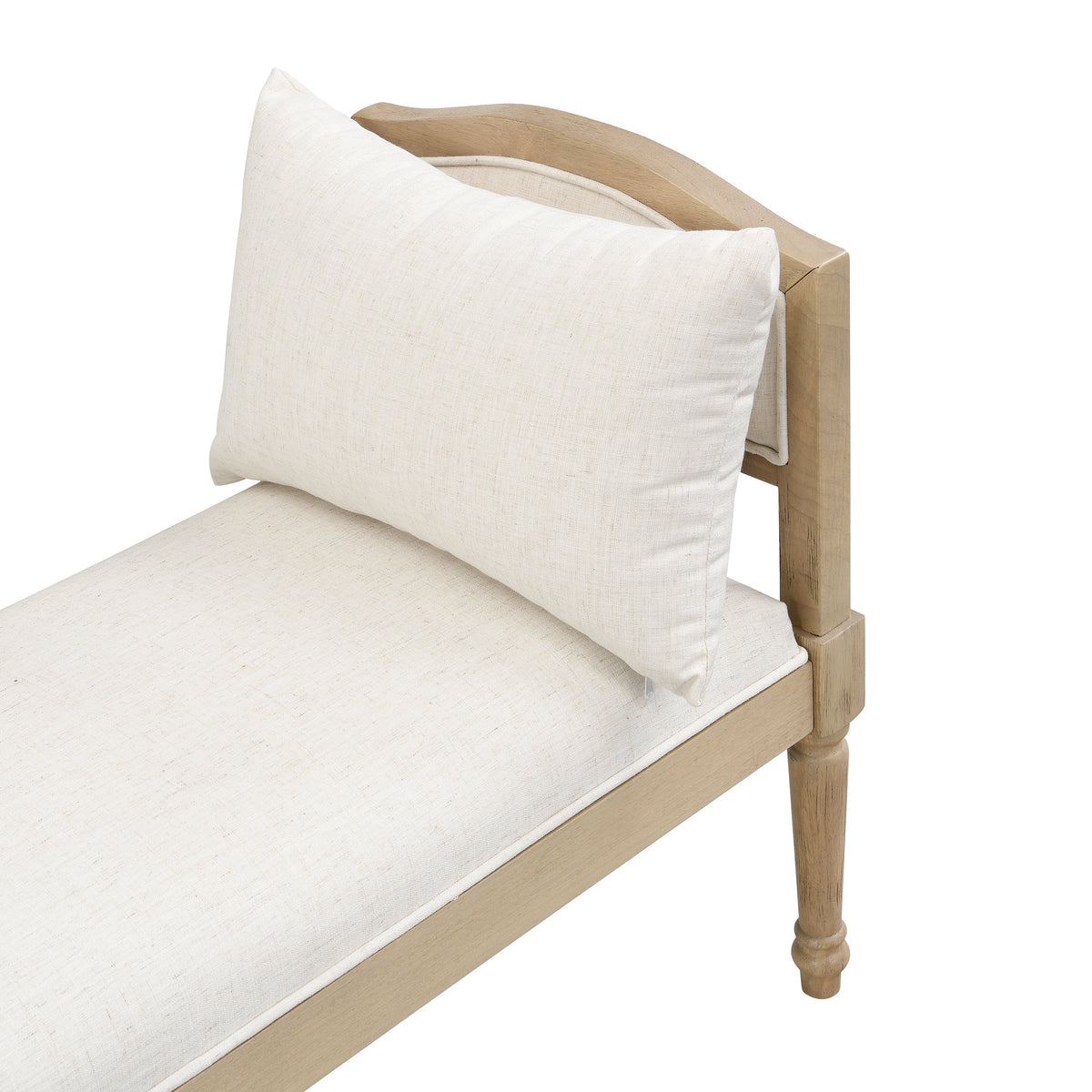 Upholstered Bench with Turned Legs & Side Cushions - Beige or Greige