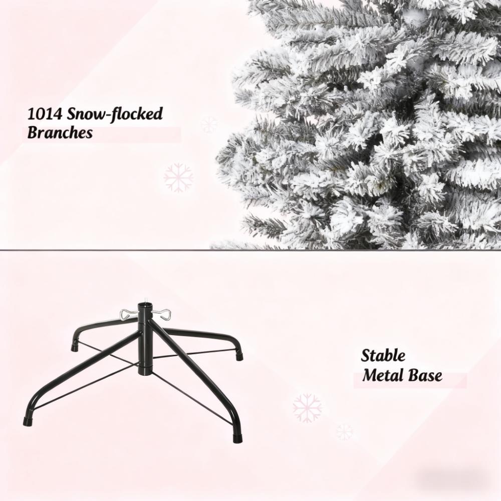 9ft Flocked Christmas Tree with Faux Snow - White