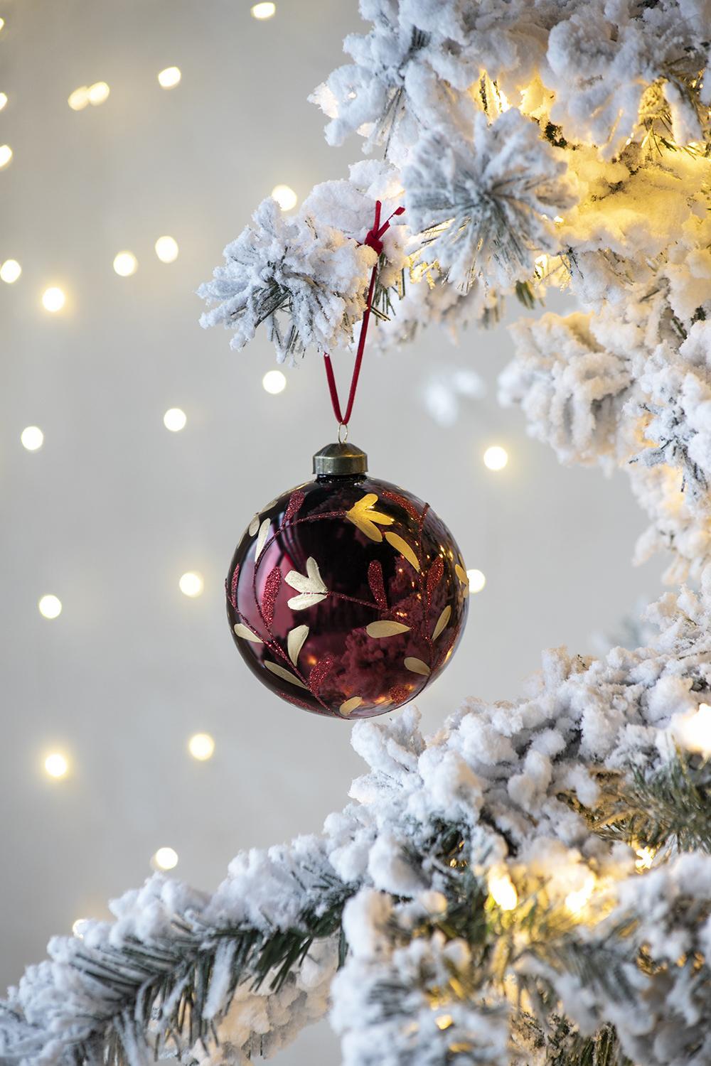 Red Glass Christmas Tree Ornaments with Elegant Finish - Sets Available