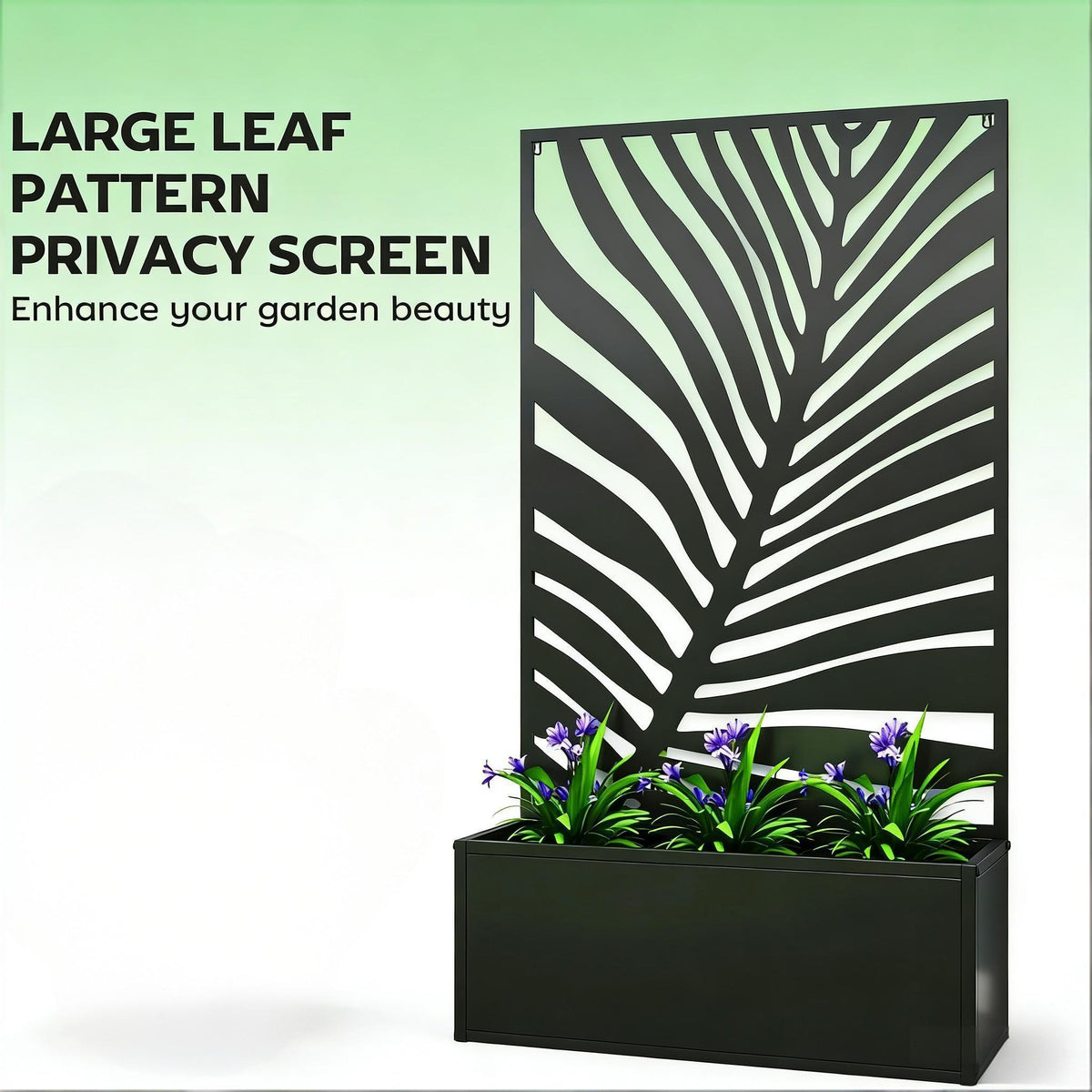 Raised Metal Planter Bed with Decorative Privacy Panel - Freestanding or Wall Mounted