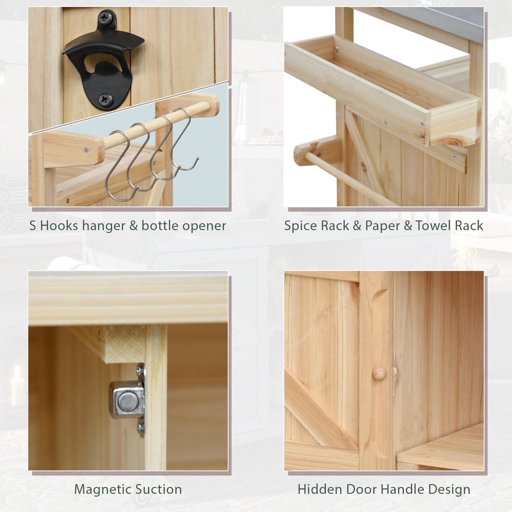 K&K Outdoor Kitchen Island, Rolling Bar Cart & Storage Cabinet