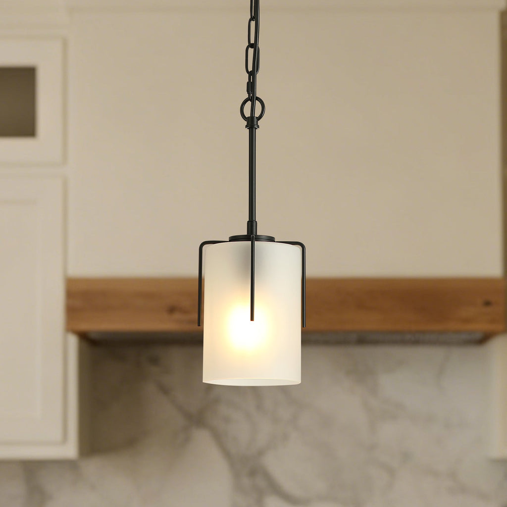 Modern Adjustable Cylindrical Pendant Light, Milky