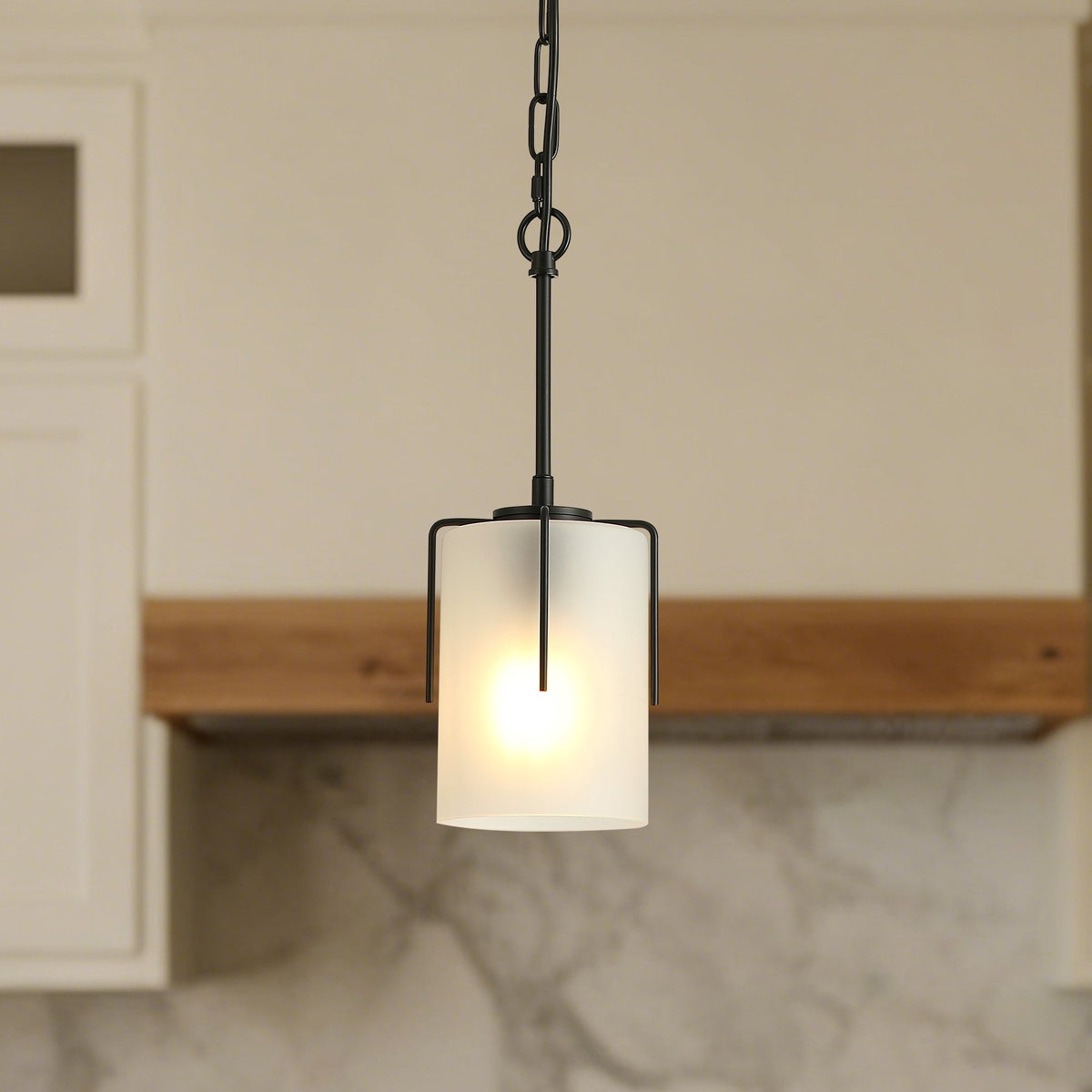 Modern Adjustable Cylindrical Pendant Light, Milky