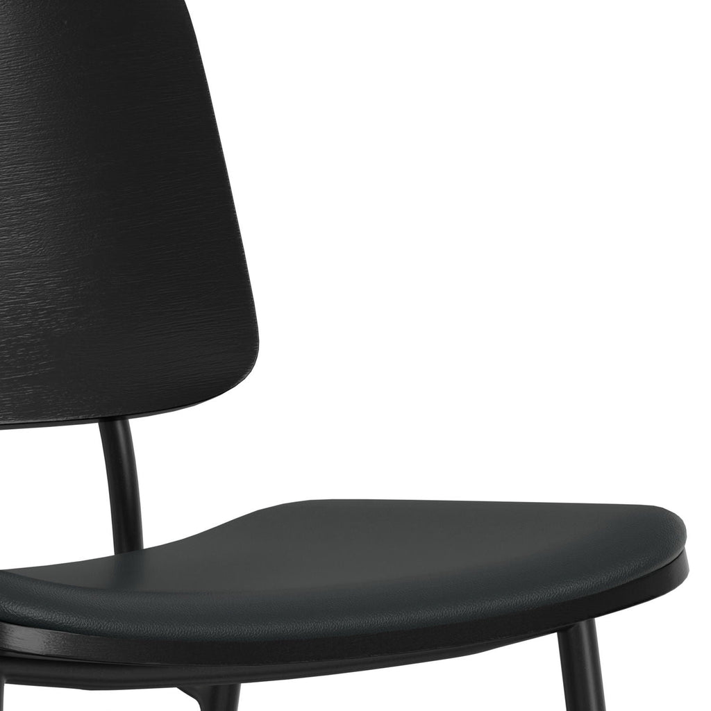 Ergonomic Dining Chair Set of 2 with Molded Plywood Backrest – Black or White
