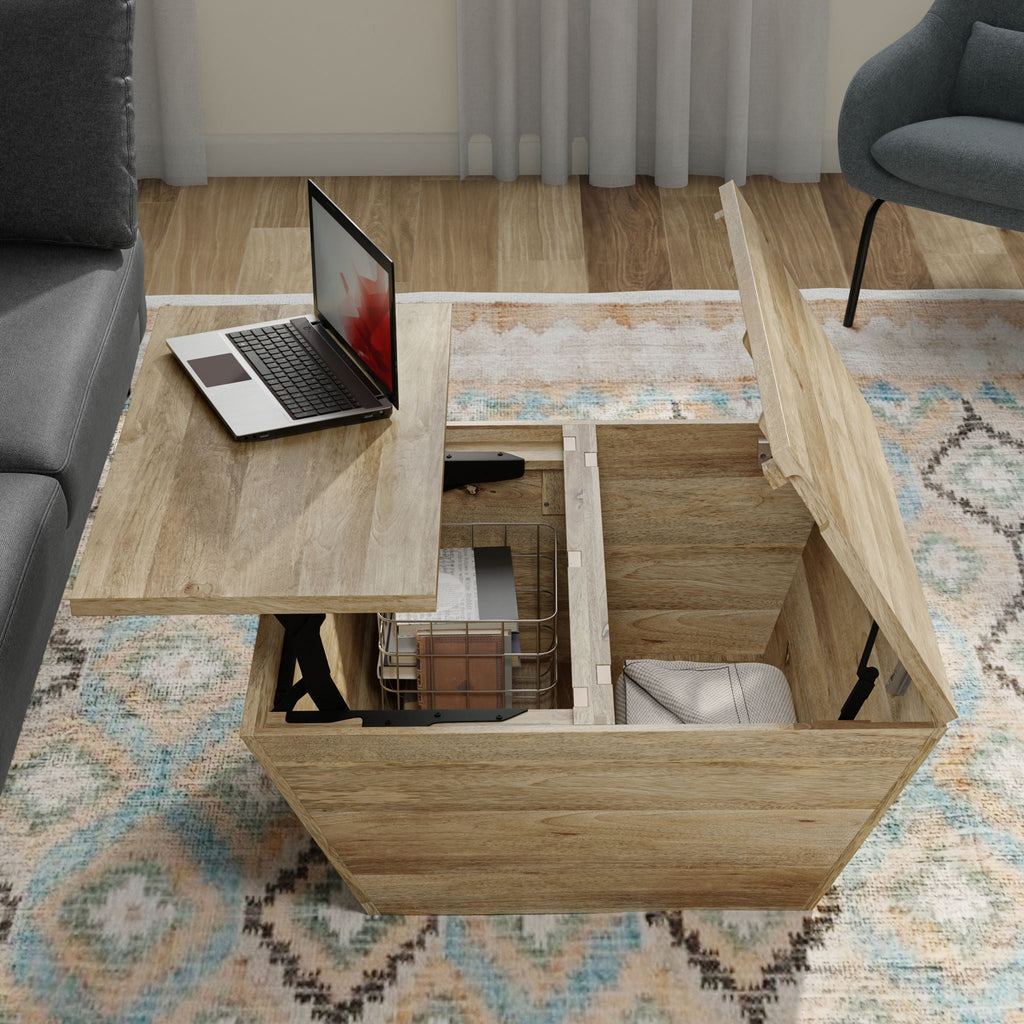 Handcrafted Square Coffee Table with Brass Trim - Multiple Finishes
