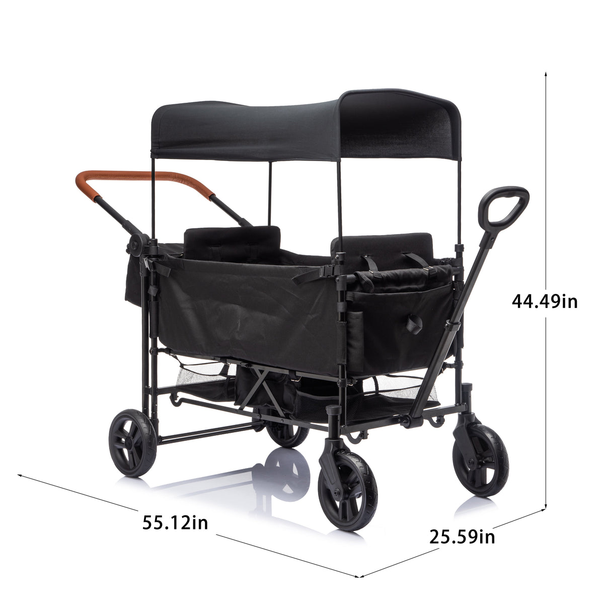Wagon Stroller for 2 Kids with Adjustable Canopy and All-Terrain Wheels