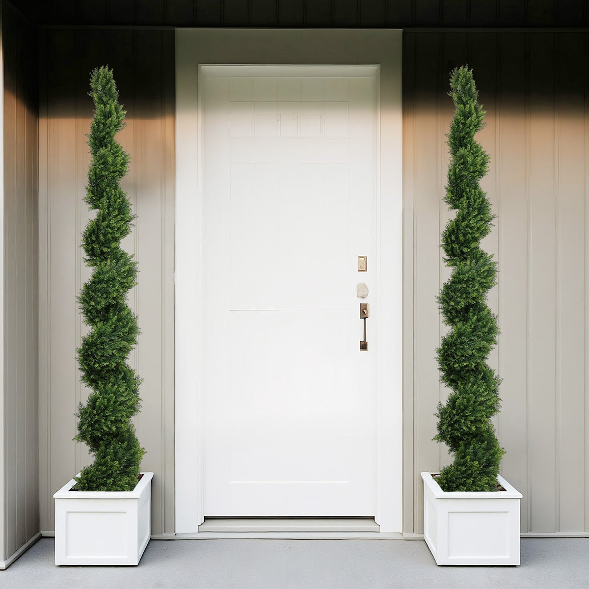 7FT Tall Artificial Cypress Pine Tree with Spiral Design - Two-Tone Green