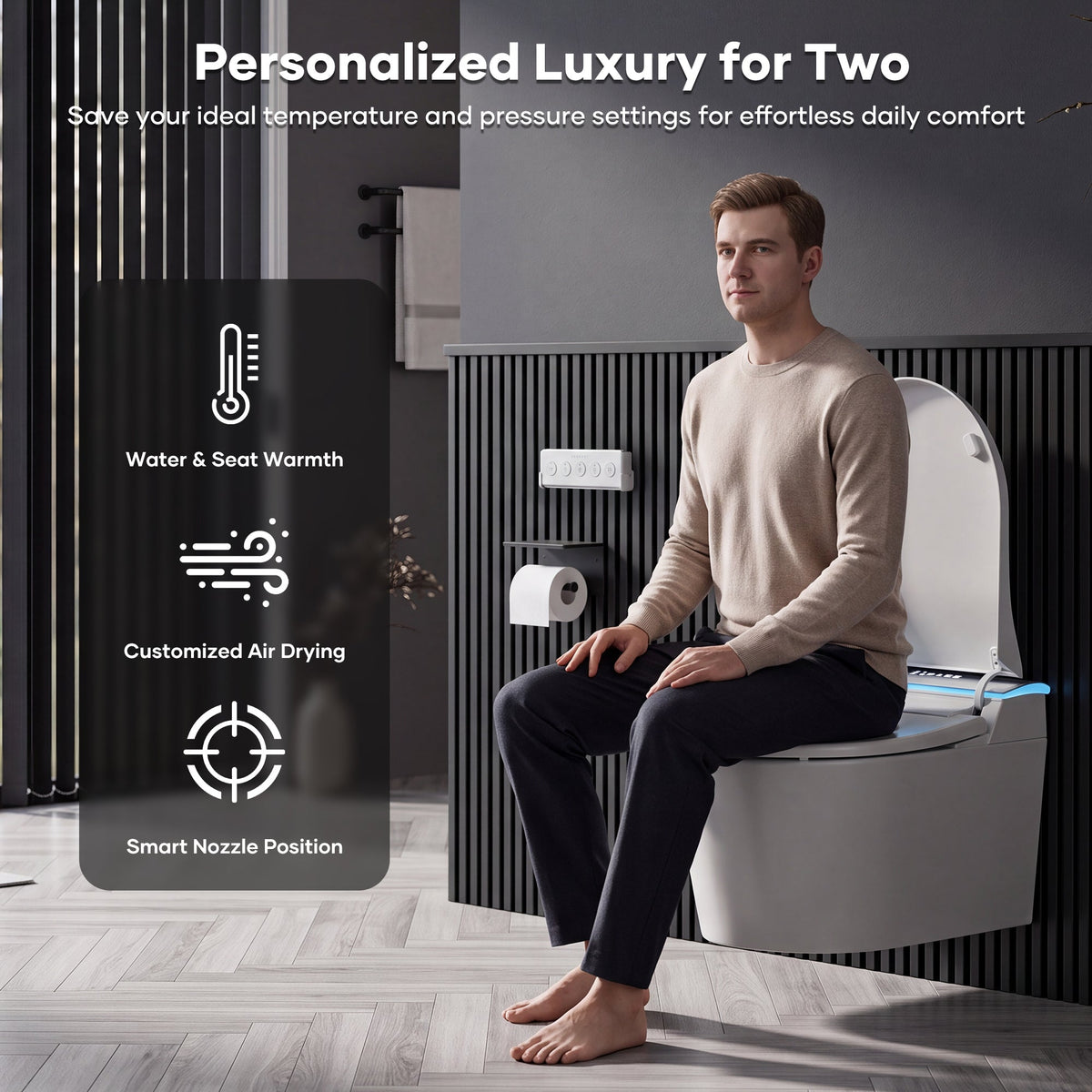 Wall-Mounted Smart Toilet with Automatic Lid and Bidet - Porcelain