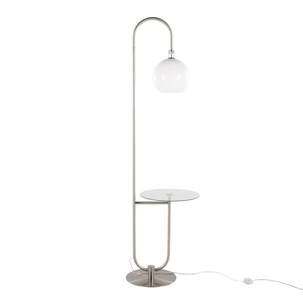 Contemporary Floor Lamp with Tempered Glass Table - Gray
