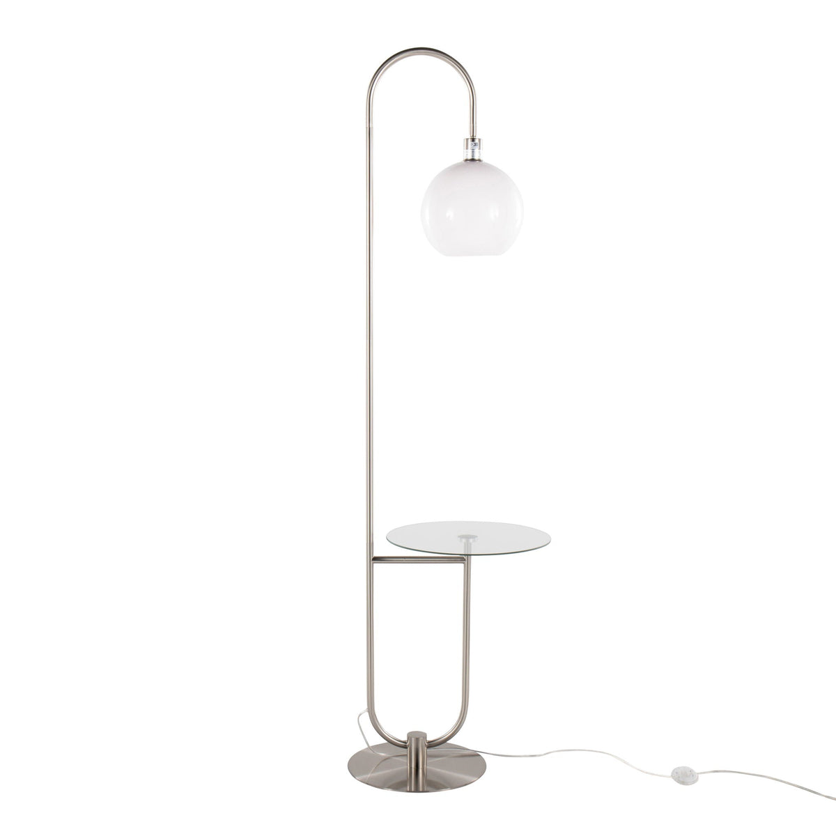 Contemporary Floor Lamp with Tempered Glass Table - Gray