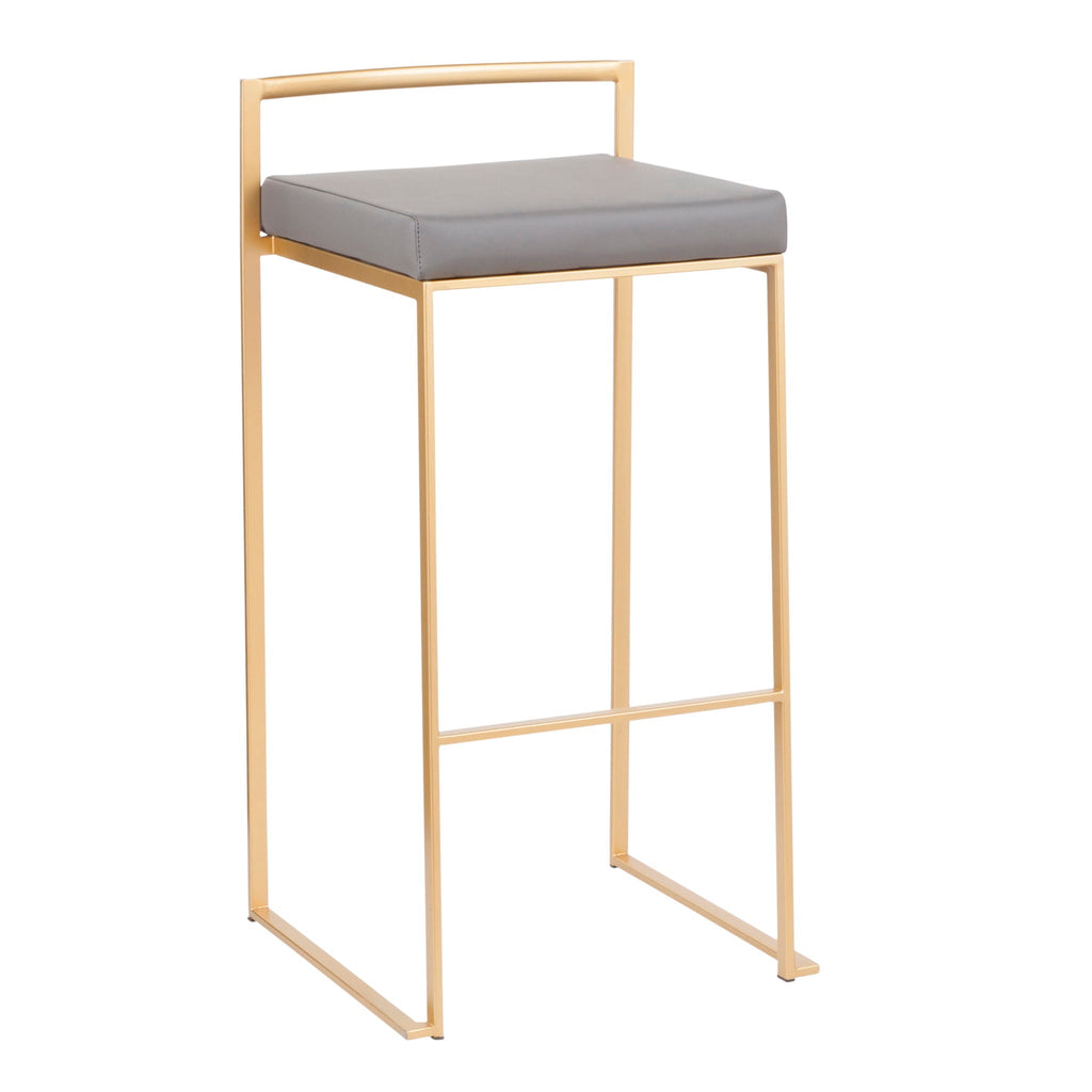 Contemporary Stackable Barstool Set with Upholstered Seat - Multiple Colors