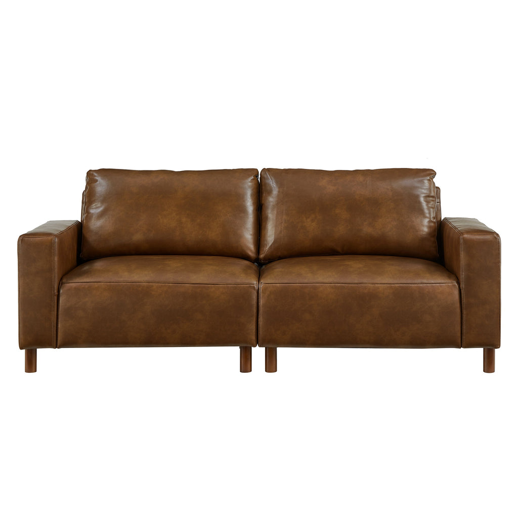 Big Loveseat for Living Room with Breathable PU Leather - Brown