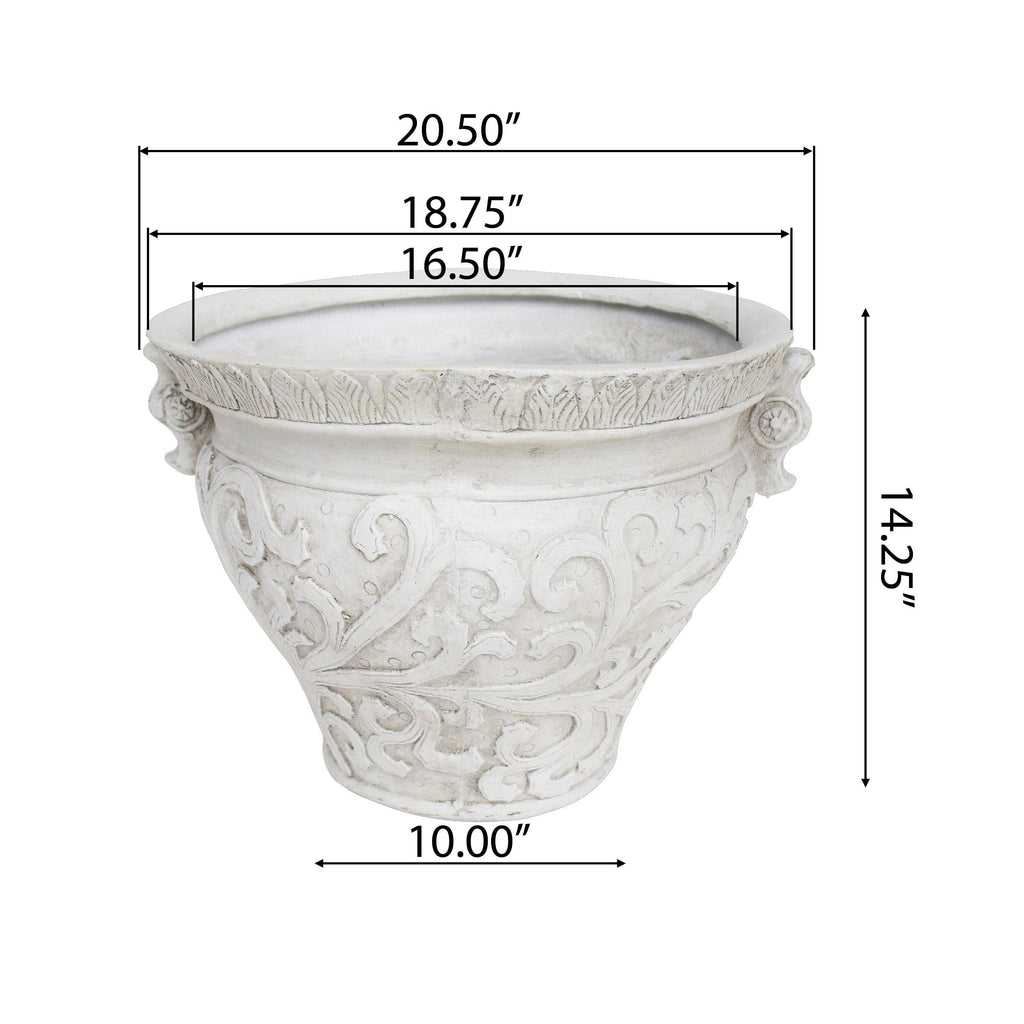Antique White Largo Planter with Lightweight Concrete - Antique White