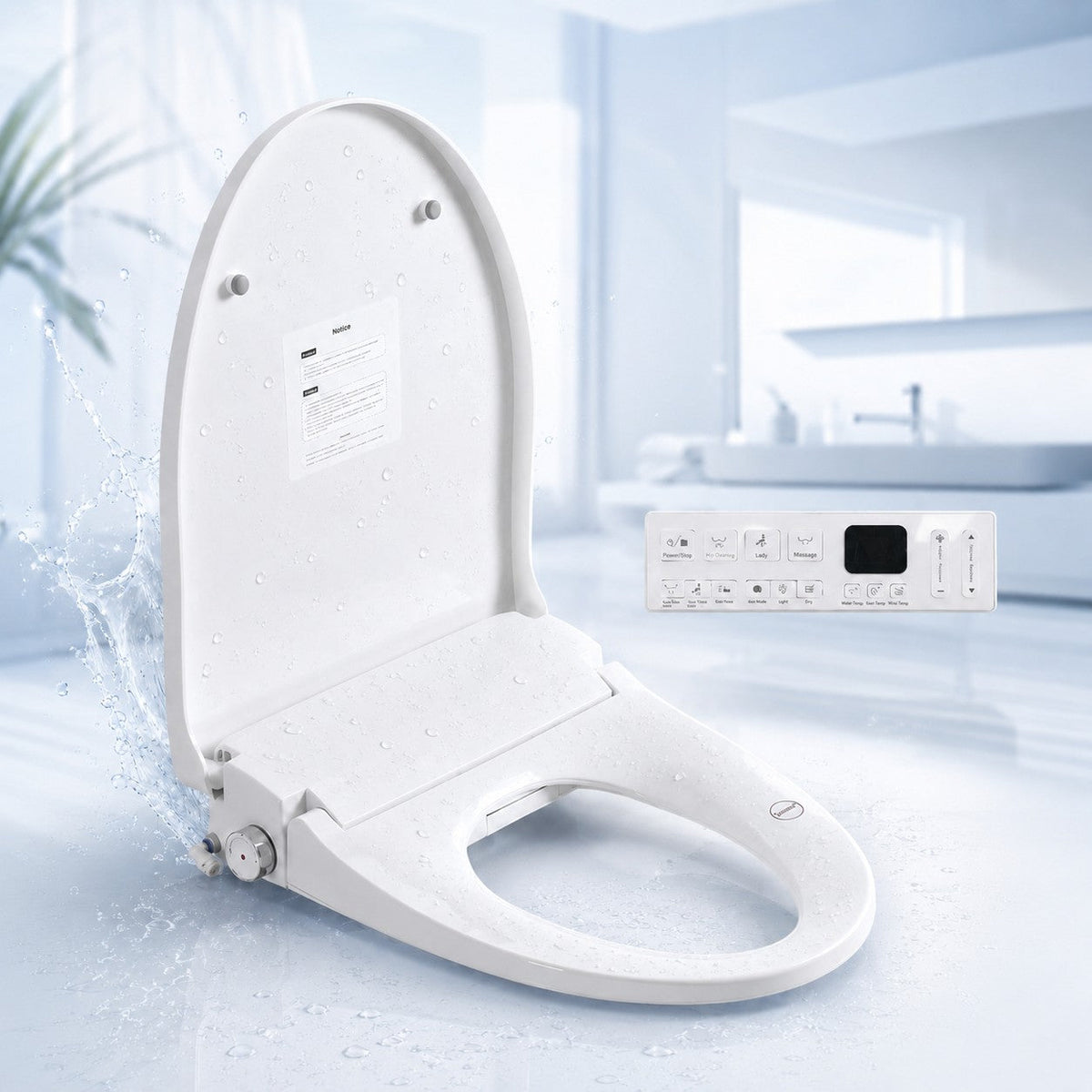 Smart Bidet Toilet Seat with Adjustable Heated Seat - White
