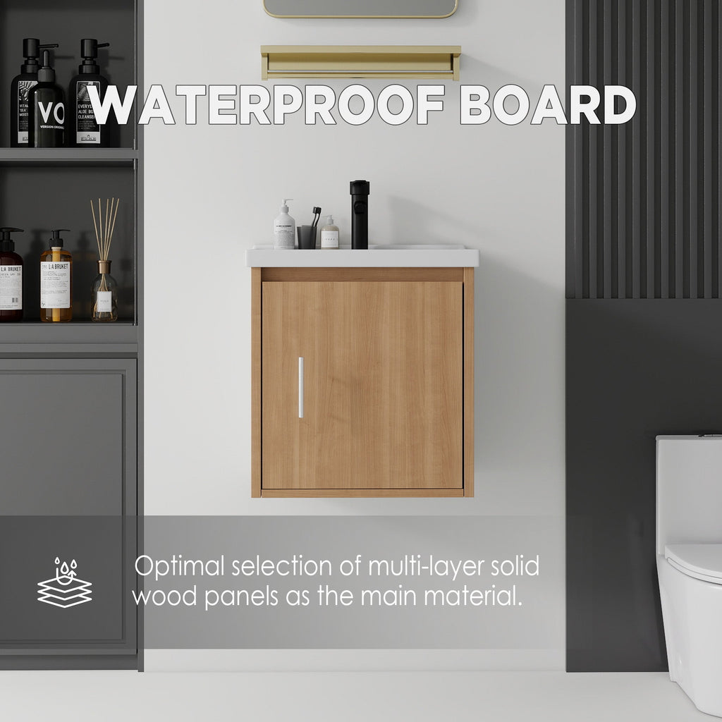 20 Inch Floating Bathroom Vanity with Soft-Close Door and Ceramic Sink - Multiple Colors