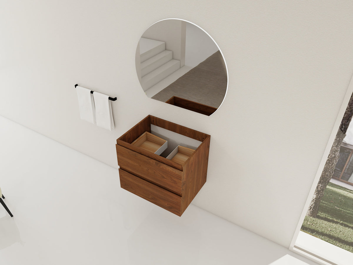 24" Wall-Mounted Bathroom Vanity with Plywood Cabinet - Wood Grain