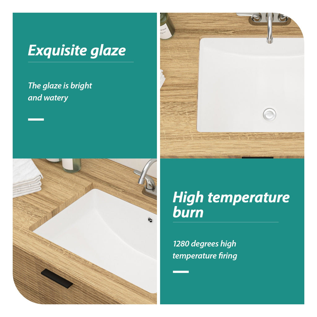 Modern Ceramic Undermount Bathroom Sink with Overflow - White or Black