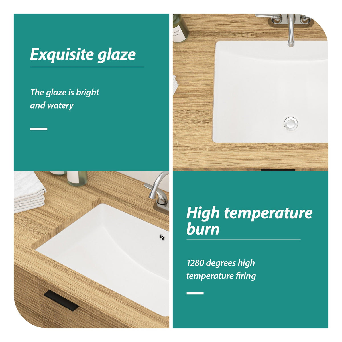 Modern Ceramic Undermount Bathroom Sink with Overflow - White or Black