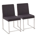 Contemporary High Back Dining Chair Set of 2 with Padded Upholstery - Dark Gray or Beige