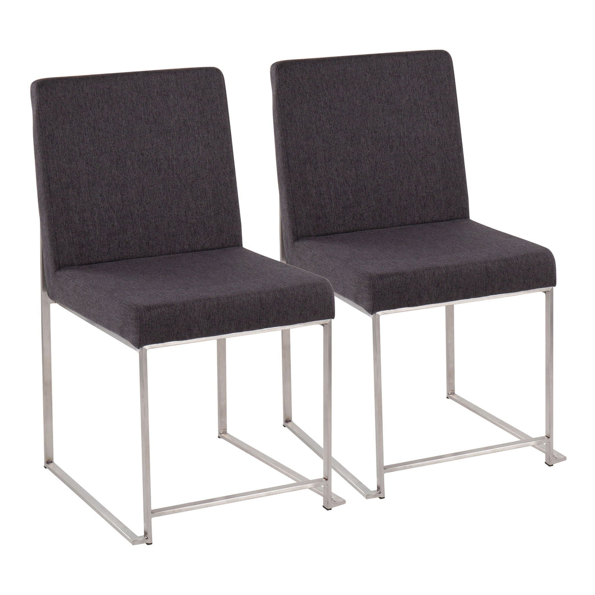 Contemporary High Back Dining Chair Set of 2 with Padded Upholstery - Dark Gray or Beige