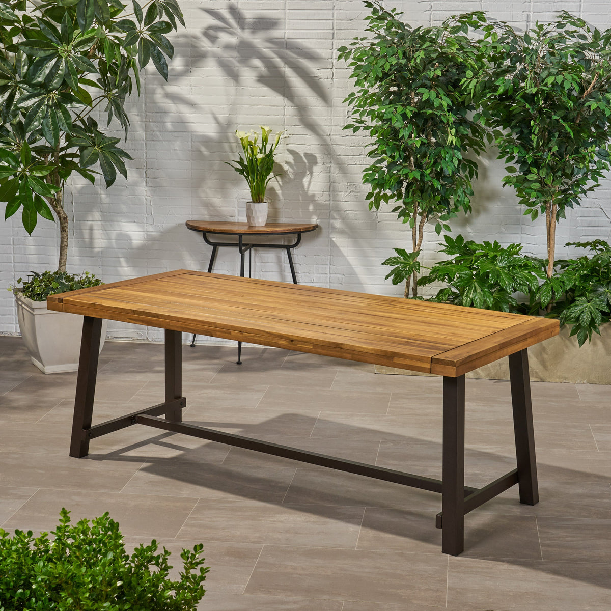 Acacia Wood Outdoor Dining Table with Seating for 8
