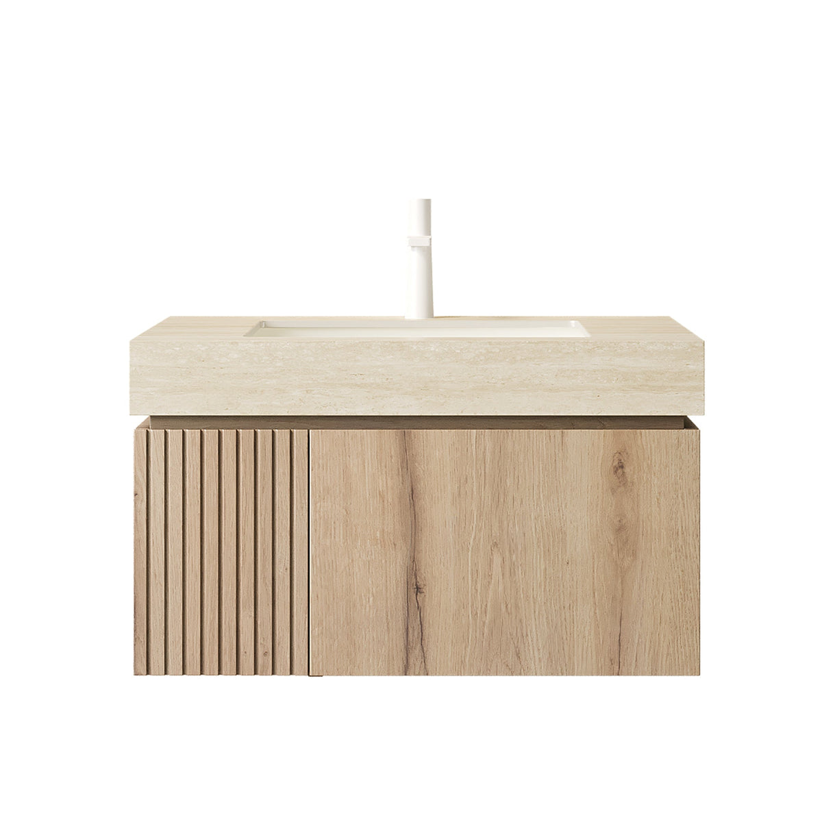 MURI 30" Bathroom Vanity with Sintered Stone Top & Ceramic Basin - Beige, White Oak or Brown Oak